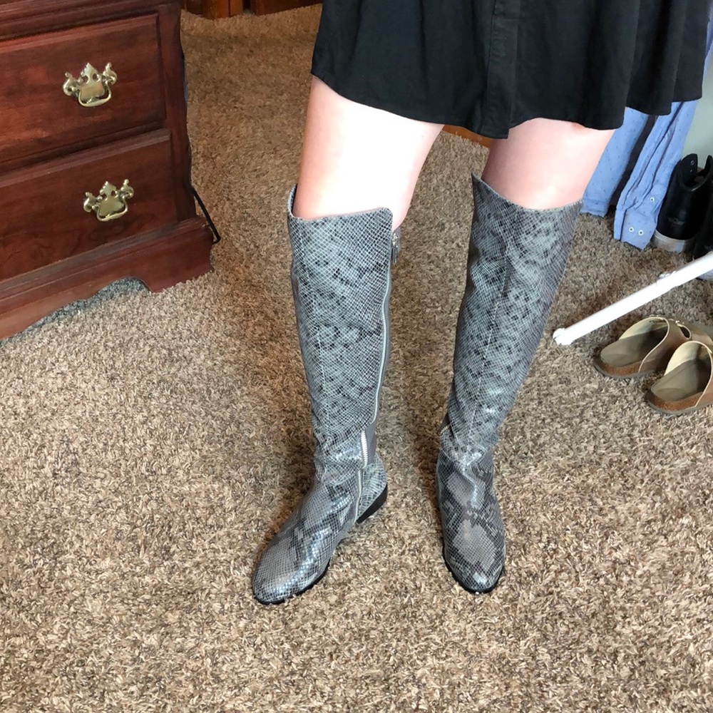 Michael Kors snake skin over the knee boots